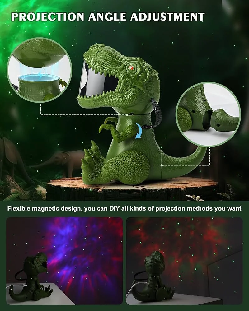 3D Dinosaur Galaxy Projector Night Light With Remote Control & Timer (T-Rex Edition) - Image 2