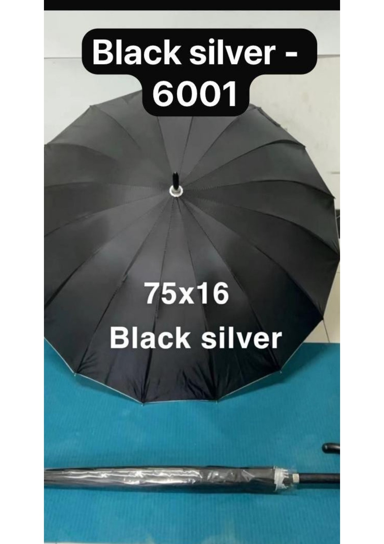 Model 6001 Black Silver Premium Umbrella